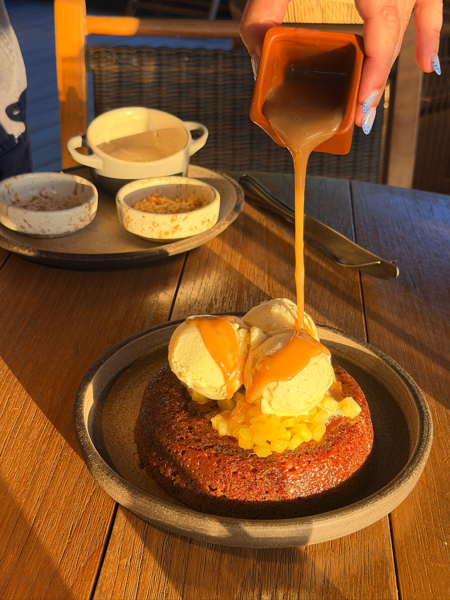 Dessert served during a beach escape