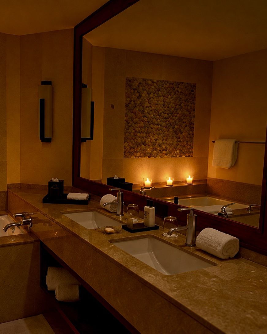 Candlelit hotel vanity